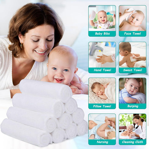 12 Pack-Microfiber 7 9 Inch HOMEXCEL Baby Washcloths Coral Fleece Baby Bath Face Towel x Extra Absorbent Soft Burp
