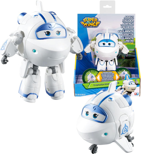 Super Wings 5 Inch Transformable Toys Astra, Airplane Toy Birthday Party Supplies for Preschool Boys Girls Age 3+, White
