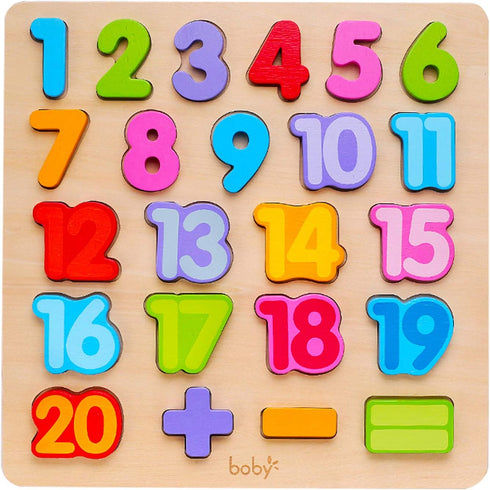 Wooden Number Puzzle Toys - ABC Letter & Number Puzzle for Toddlers 1-3 Years Old, Educational Gift