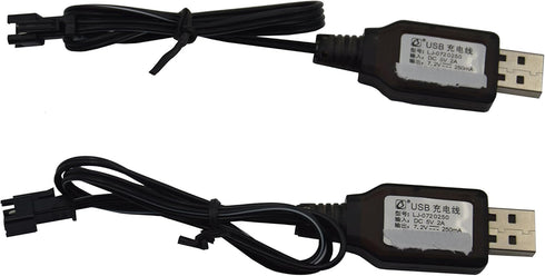 Blomiky 2 Pack 7.2V USB Charger Cable with SM-2P Connector Plug Replacement for 7.2V Ni-Cd Ni-Mh Battery