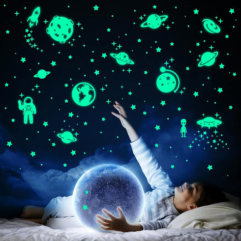 260 PCS Glow in The Dark Stars, Glowing Stars for Ceiling, Solar System Space Galaxy Wall Stickers for Kids