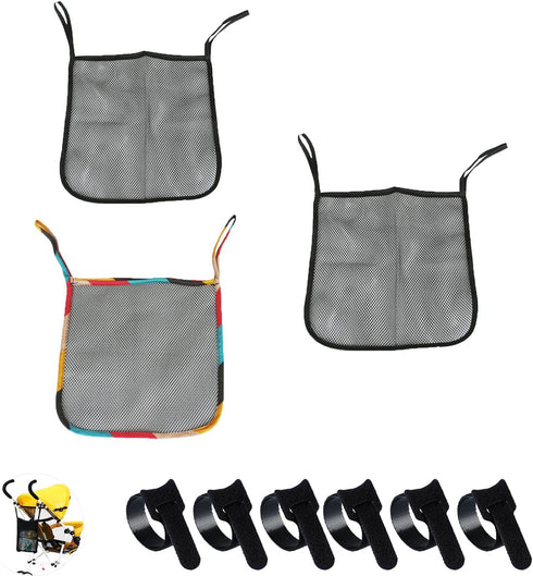 UtySty 3 Pack Stroller Sling Mesh Bag Back Hanging Extra Storage Organizer Handle