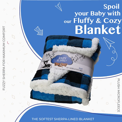 Ultra Soft Sherpa Fleece Plaid Baby Blanket | Cozy, Plush Throw Blanket for Kids | Reversible Plaid | Washable | Wide Size for Extra for Warmth & Comfort | Cute by TrailCrest