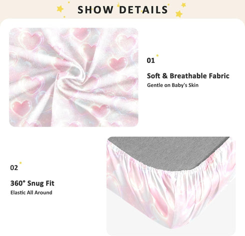 miaozhen Seamless 1 Pack 52x28 Cotton Baby Crib Sheets Ultra Soft Heart Aura Muslin Crib Sheets for Nursery Decor de