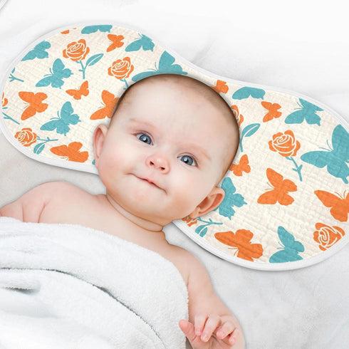 decor gift 4 Pack 22x11in Cotton Burp Cloths Large Soft Touch Trendy Blue Orange Rose Flower Butterfly Burp rag