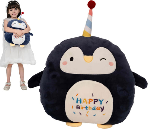 12 Inch Soft Penguin Plush Hugging Pillow - Cute Birthday Penguin Stuffed Animal for Kids, Valentine, Christmas