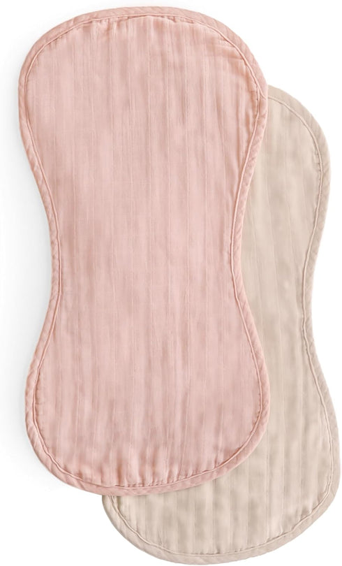 mushie Muslin Baby Burp Cloths | 100% Organic Cotton, Set of 2 (Blush/Fog)