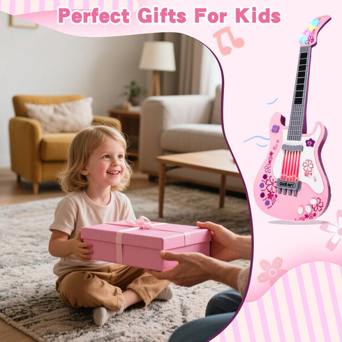 3 4 5 M SANMERSEN Kids Electric Toy Music Pink Guitars for Girl, with Strap for Kid, Toddler Musical Instrument Toys
