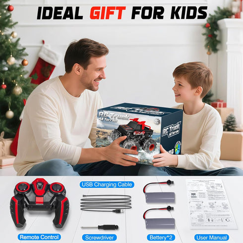 1:16 2.4GHz 4WD 2 6 7 8 9 10 11 12 BainGesk Remote Control Monster Truck Toys, Amphibious Waterproof RC Car, All