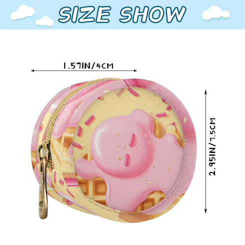 YETTASBIN Waffle Ice Cream Sprinkles Portable Pacifier Holder Case with Metal Hook Buckle & Zipper for Diaper Bag