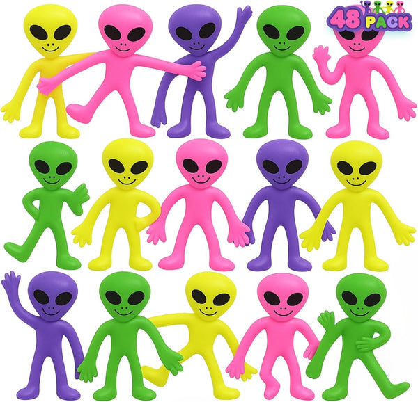 ArtCreativity Bendable Alien Toys, (Set of 48) Mini alien figures Bendy Toy