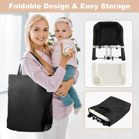 Hook On High Chair: Portable Travel Chair for Baby and Toddler, Foldable Clip-on With Removable Dining Tray, Backrest