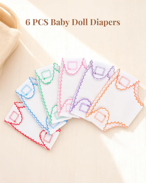 6 12-15 Inch BABESIDE Pcs Baby Doll Diapers for Dolls, Reusable & Washable Doll Underwear Fits Baby Dolls, Pretend Play
