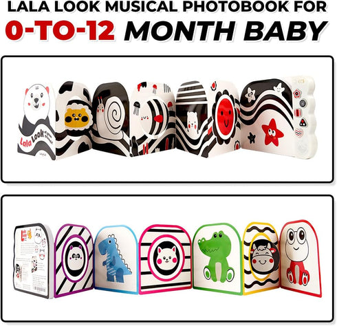 High Contrast Baby Toys with Mirror - Soothing Musical Toy for Newborns 0-12 Months, Brain Development Activities
