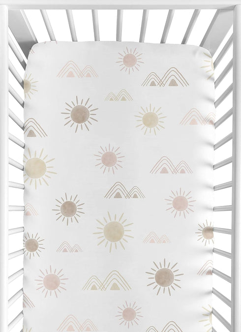 Sweet Jojo Designs Boho Desert Sun Girl Fitted Crib Sheet for Baby or Toddler Bed, Blush Pink & Gold