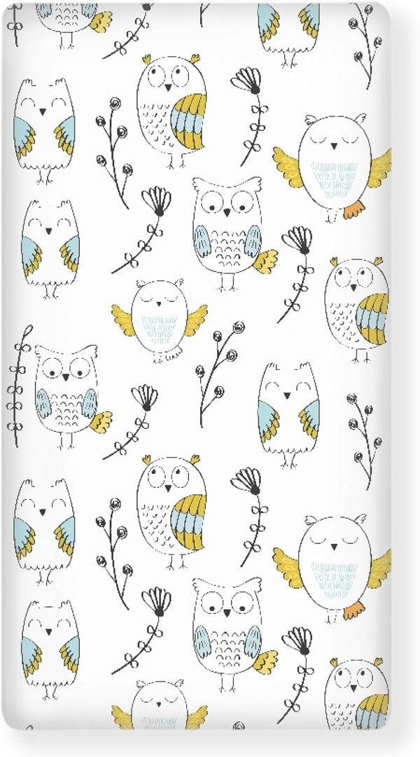 Winpema Owls and Flowers Fitted Crib Sheet Owl Baby Crib Sheet Fit Standard
