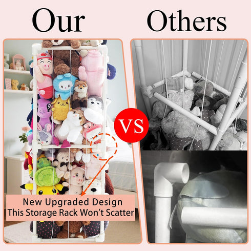 INFTOYCO Large Stuffed Animal Storage Zoo Cage Holder, Upgradation PVC Stuffed Animal Storage Organizer, Space Saving