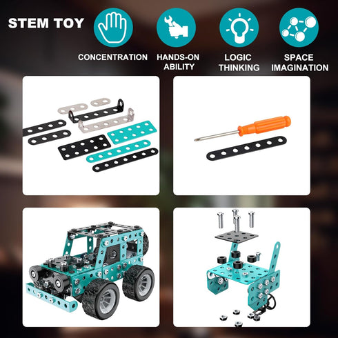Jixin Xyzhi 3D 194-Piece Set 8-16 Buildable Metal Engineering Kit STEM for Ages Develops Logic Skills DIY Project Ideal