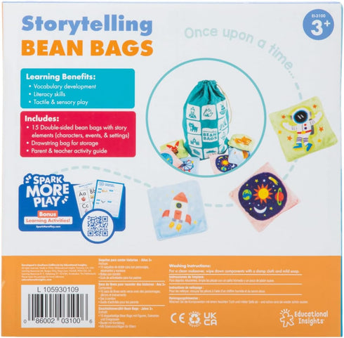 Educational Insights Storytelling Bean Bags - Tactile Bean Bags for Kids Classroom, Includes 15 Bags, Gift for Ages 3+