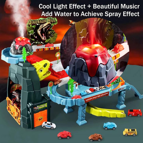 Juqic Set 20 3 6 Children's Toy Car Ramp Track Dinosaur Spray Hills Adventure Railcar Slot Car Vehicle Race Play