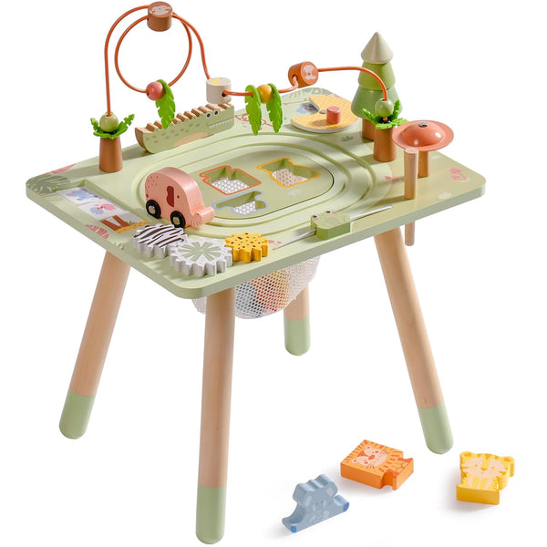 ROBUD Activity Table, 11-in-1 Montessori Learning Table with Bead Maze, Gears, Track,