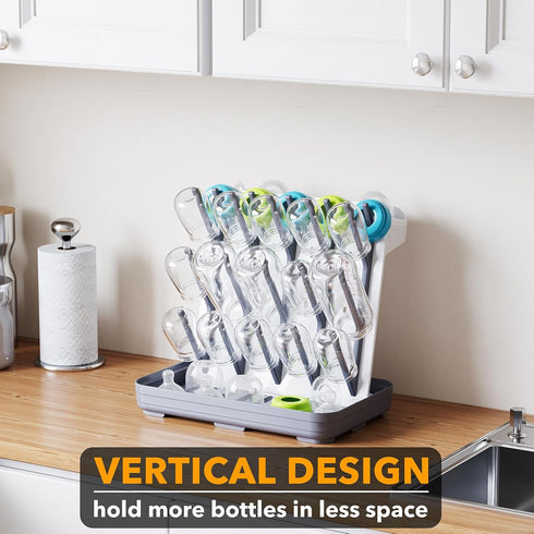 20 Countertop SpaceAid Baby Bottle Drying Rack with Hooks, Space Saving Kitchen Bottles Rack Dryer, Vertical Baby