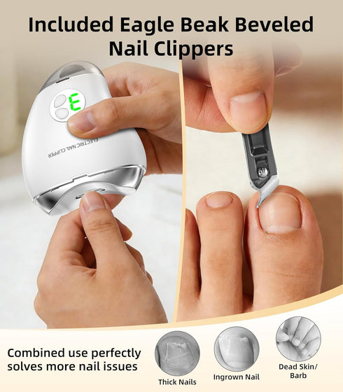 undersary 2026 2-in-1 Trimmer 3-Speed (<45dB) Upgrade Electric Nail Clipper & Filer, Baby Nail with LED Light Quiet