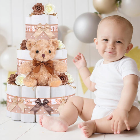 YLOLUL 23 Set Pcs Diaper Cake Kit Baby Shower Bear Diaper Cake Decorations Baby Shower Diaper Cake Supplies Teddy Bear