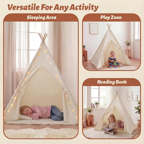 wilwolfer Kids Teepee Tent for Girls or Boys with Carry Case, Foldable Play Tent for Toddler Suit for Indoor