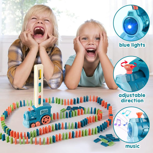 200 Set, 3+ 3 4 5 6 PCS Domino Train Toys Automatic Dominos Building and Stacking Creative Game for Year Old, Electric