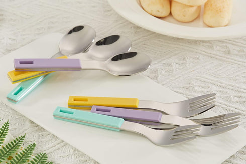 ANNOVA Children's Flatware, 6 Pieces Kids Silverware - Stainless Steel, 3 Safe Forks, 3 Tablespoons, Toddler Utensils