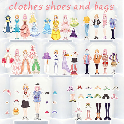 Magnetic Dress Up Paper Doll Pretend Play Game Toys, Dollhouse Magnet People Clothes Puzzles for 3+ Year Olds