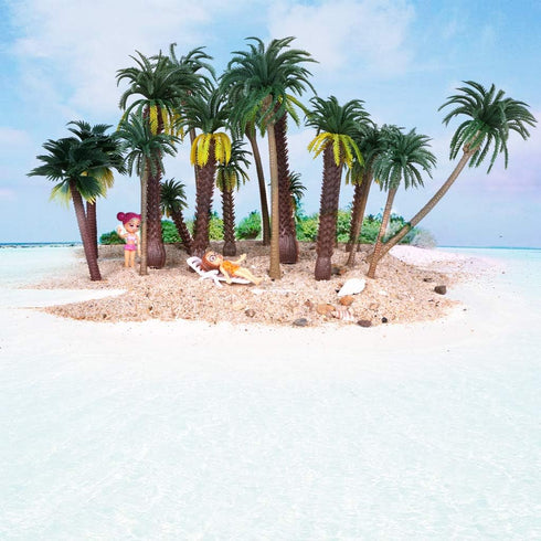 Ymeibe 15-Pack 4-6.3 Miniature Palm Trees | Tropical Coconut Model Trees with Flexible Stems | Diorama Decor, Train