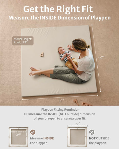 50x50 Blissful Diary Vegan Leather Baby Play Mat, Thick Foam Cushioned & Waterproof Playpen Mat for Infants