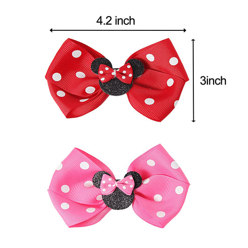 Baby Girl Mouse Ears Hair Bows Clips Baby Hair Accessory Birthday Mouse Ear Hair Clip for Baby Kids Girls Women, Mice Hair Accessories for Glitter Party Princess Decoration Cosplay