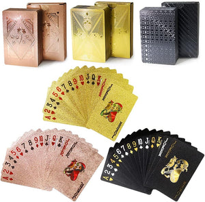 3 Decks Waterproof Playing Cards - Plastic Poker Cards in Cool Black Rose Gold, Unique Luxury Design