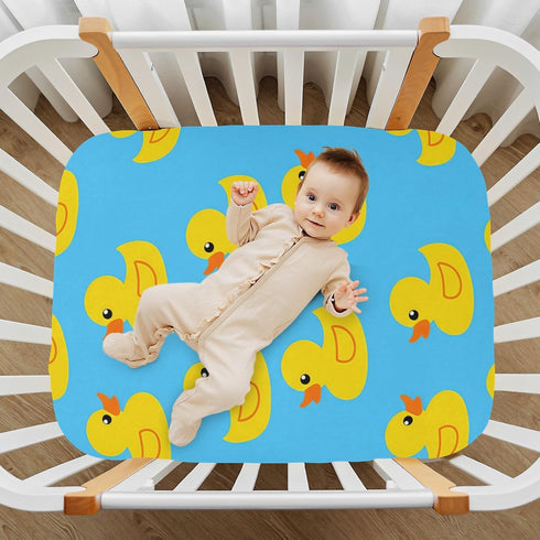 Gravopti 39X27 Inch Yellow Rubber Ducks Bike Autumn Pumpkins Crib Sheets for Girls and Boys, Soft Breathable Cotton