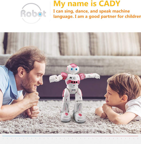 WEECOC RC Robot Toys Gesture Sensing Smart Robot Toy for Kids Can Singing Dancing Speaking Christmas Birthday (White)