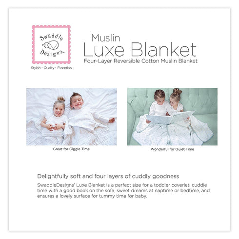 4-Layer 46x46 inches, SwaddleDesigns Cotton Muslin Luxe Blanket, Baby and Toddler Cuddle and Dream, Sterling Starshine
