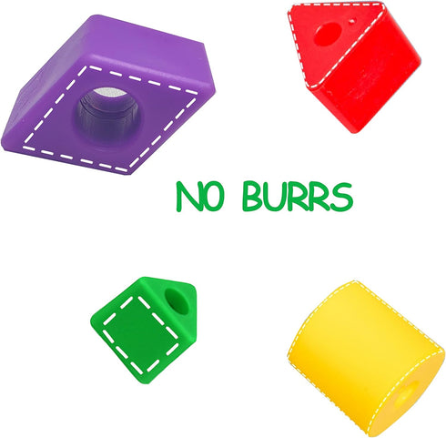 Plastic Lacing Beads for Kids (70 pcs) - Fun Shapes, Long String, Brilliant Colors, Educational Fine Motor Toys