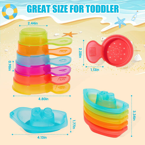 1-3 11PCS 2-4 Baby Bath Toys for Kids Ages Mold Free Bath Toys for Toddlers with Colorful Floating Boats and Spoons