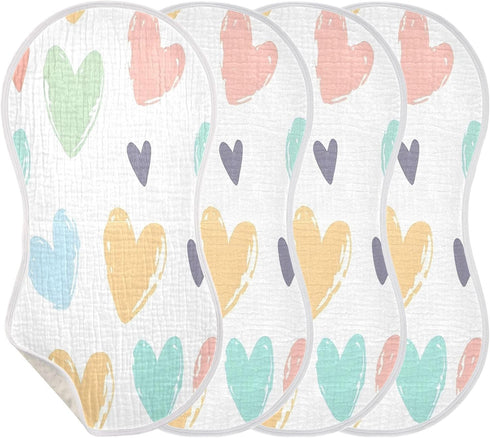 YETTASBIN Love Heart Muslin Baby Burp Cloth, Super Soft Absorbent Cotton Burp Rag Baby Bibs Feeding Cloth for Newborn
