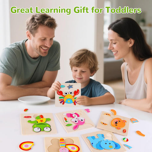 1-3, Pack 8 2-4, 1 2 3 4 Wooden Puzzles for Toddlers of Toddler Animal Puzzles Ages Montessori Educational Animals