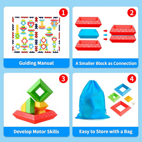 Montessori Toys for 1-4 Year Olds, 30Pcs Building Blocks Stacking Educational Toys, STEM Sensory Gifts for Kids Age