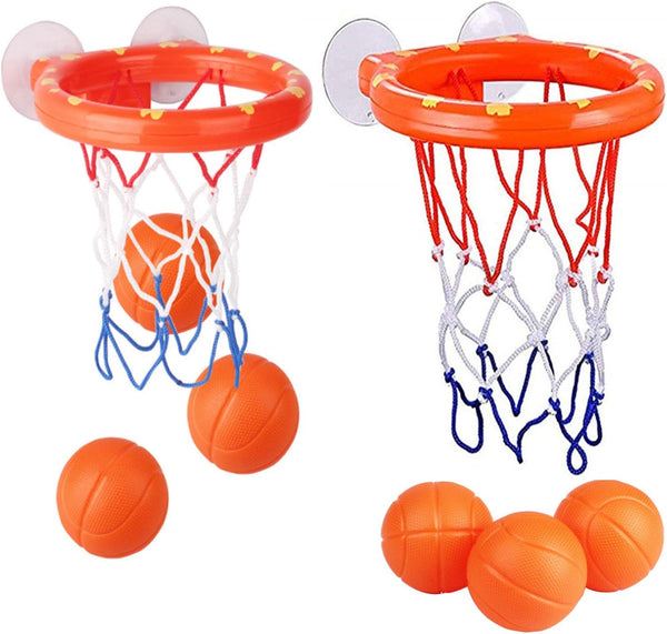 2 Pack Fun Basketball Hoop with Heavy Duty Suction Cups, Bathtub Shooting Game Toy Set with 6 Balls for Kids