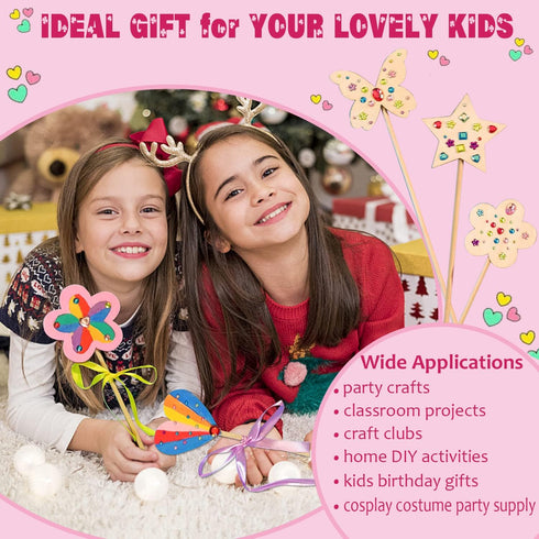 6+(14 WUBOMJIO Princess Fairy Wands Craft Kit, Kid Birthday Party Supplies Make Your Own Magic Wands Include Unfinished
