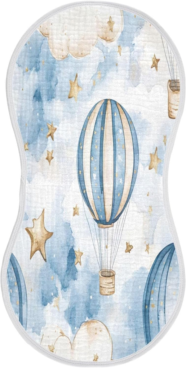 YETTASBIN Hot Air Balloon Muslin Baby Burp Cloth, Super Soft Absorbent Cotton Burp