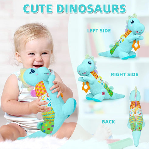 Ryotagift 0-3-6-9-12 Tummy Baby Dino Musical Stuffed Animal Toys for MonthsInfant Dinosaur Time Toys with Crinkle Sound
