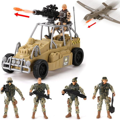 26 PCS Army Men Helicopter Carrier Toys, Military Soldier Action Figures, Jumbo Transport Aircraft with Lights & Sound
