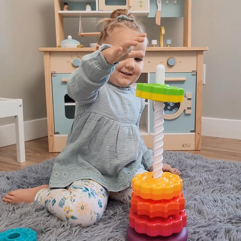 1-3 LUCKFUTURE Spinning Stacking Toys, Educational Toddler Toy Stacking Rings Baby Toys, Montessori Toy for Girls